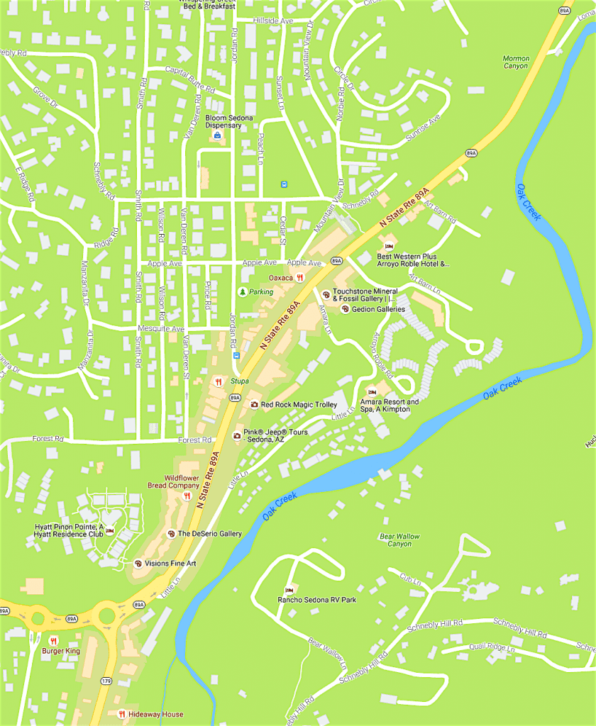 Map of Uptown Sedona AZ area - ReMax Sedona