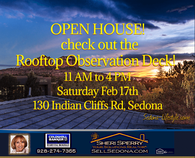 OPEN HOUSE ! Saturday February 17th between 11 AM and 4 PM – 130 Indian Cliffs Rd, Sedona Arizona