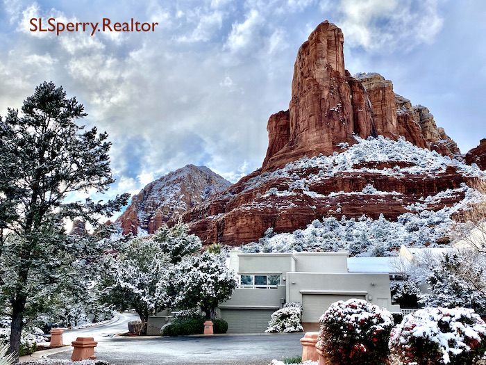 Winter Dusting of Snow in Sedona on Coffeepot Rock and Thunder Mtn