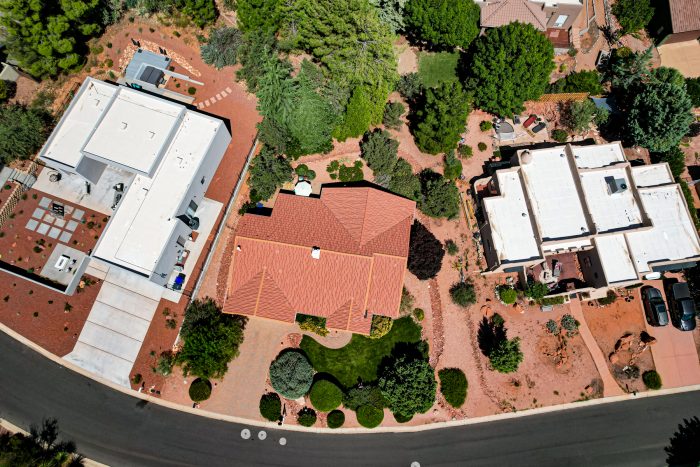 Aerial image of 158 Pinon Woods offered by Sheri Sperry @ 928.274.7355 call for all your Sedona real estate needs