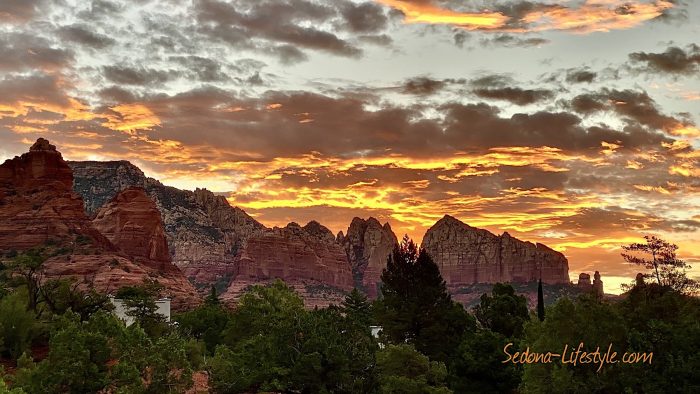 Ship Rock at sunrise from the tennis court at the Cottages At Coffeepot looking for Sedona real estate call Sheri Sperry at 928.274.7355