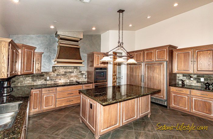 Chefs Kitchen and walk in pantry with full size SubZero side by side, at 2835 S. Quail Canyon Rd, Cottonwood AZ 86326 - For Sale - Call Sheri Sperry for all your real estate needs at 928.274.7355