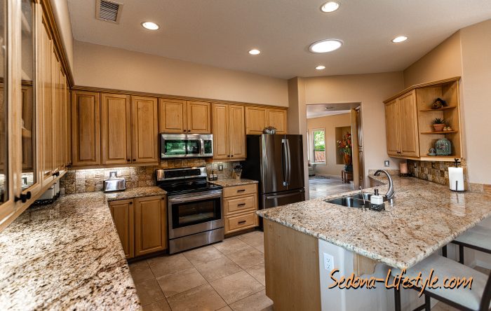 Spacious kitchen, For Sale, Golf Course Home tranquil desert scape, Call Sheri Sperry at 928.274.7355 for more info