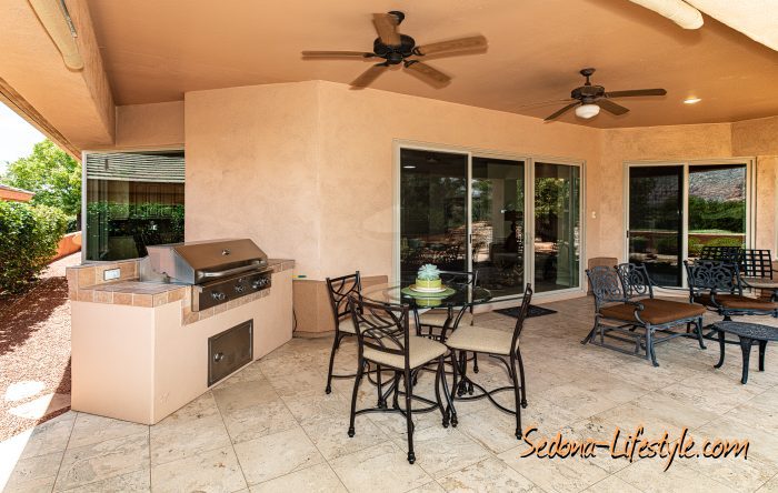 Backyard BBQ area in Covered Patio, For Sale, Golf Course Home tranquil desert scape, Call Sheri Sperry at 928.274.7355 for more info