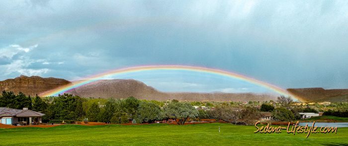 Rainbows and Sedona Weather stunning views - FOR SALE Golf course property for sale. 205 E Bighorn Ct, Sedona AZ 86351. Call Sheri Sperry at 928.274.7355