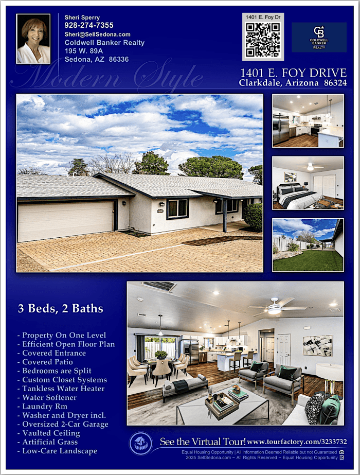 Flyer for 1401 E Foy Drive Clarkdale AZ